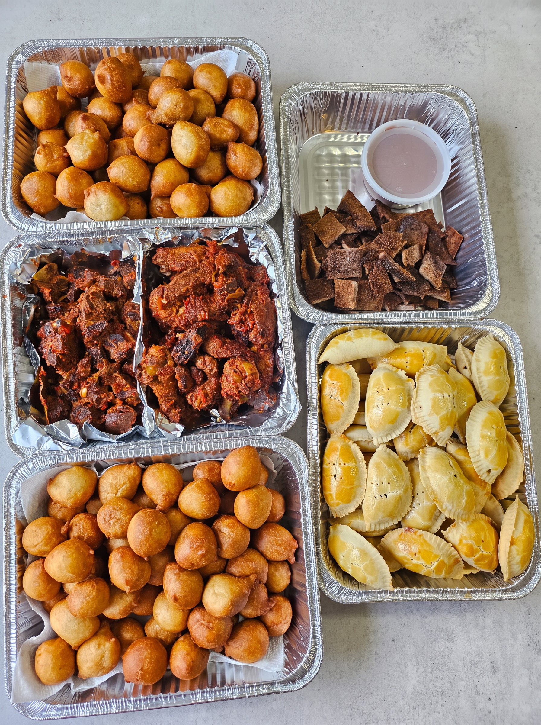 Small chops trays ready for an event
