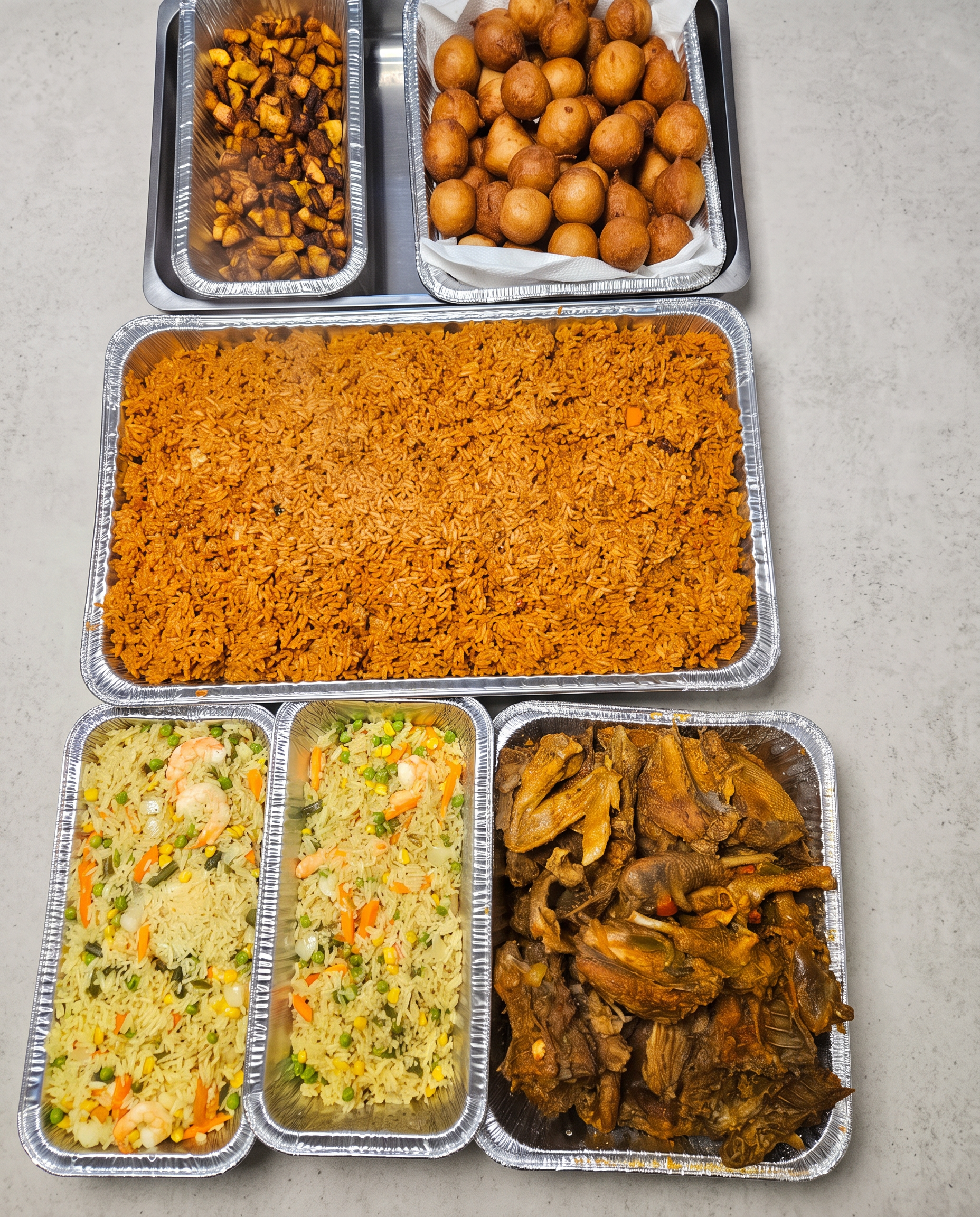 Rice and chicken pans ready for delivery